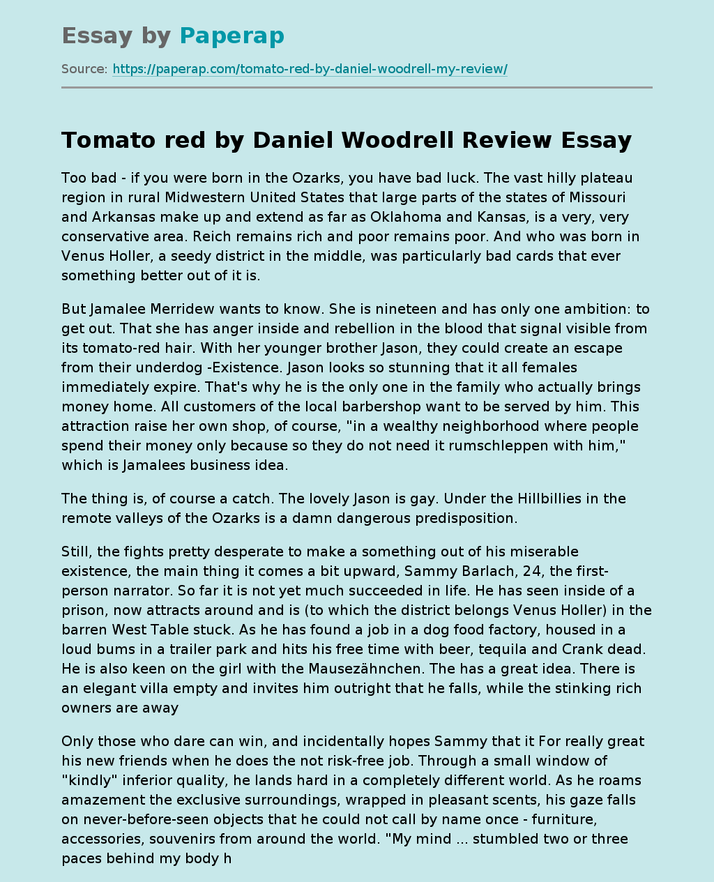 Tomato red by Daniel Woodrell Review