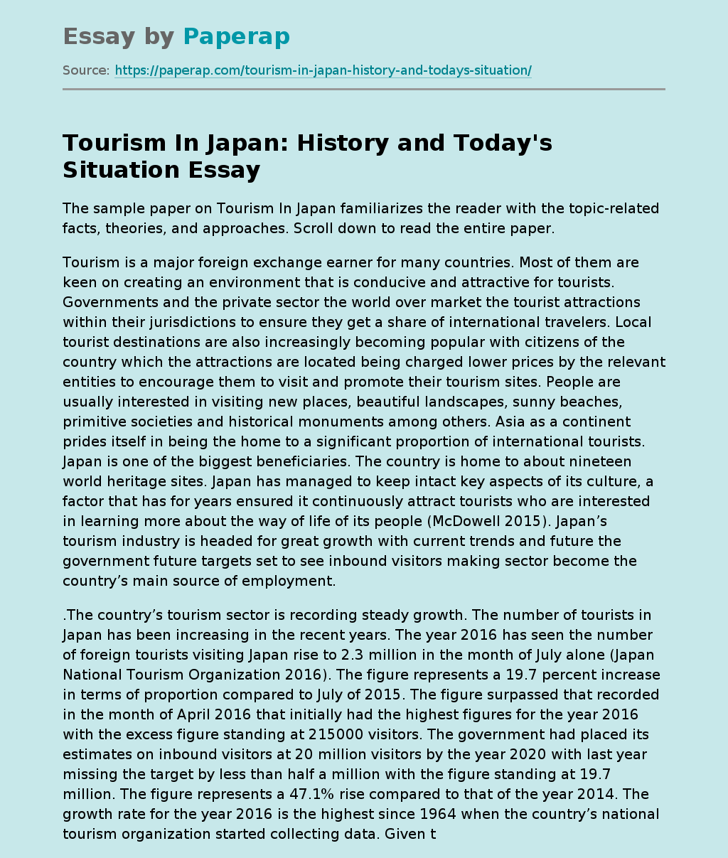 Tourism In Japan: History and Today's Situation