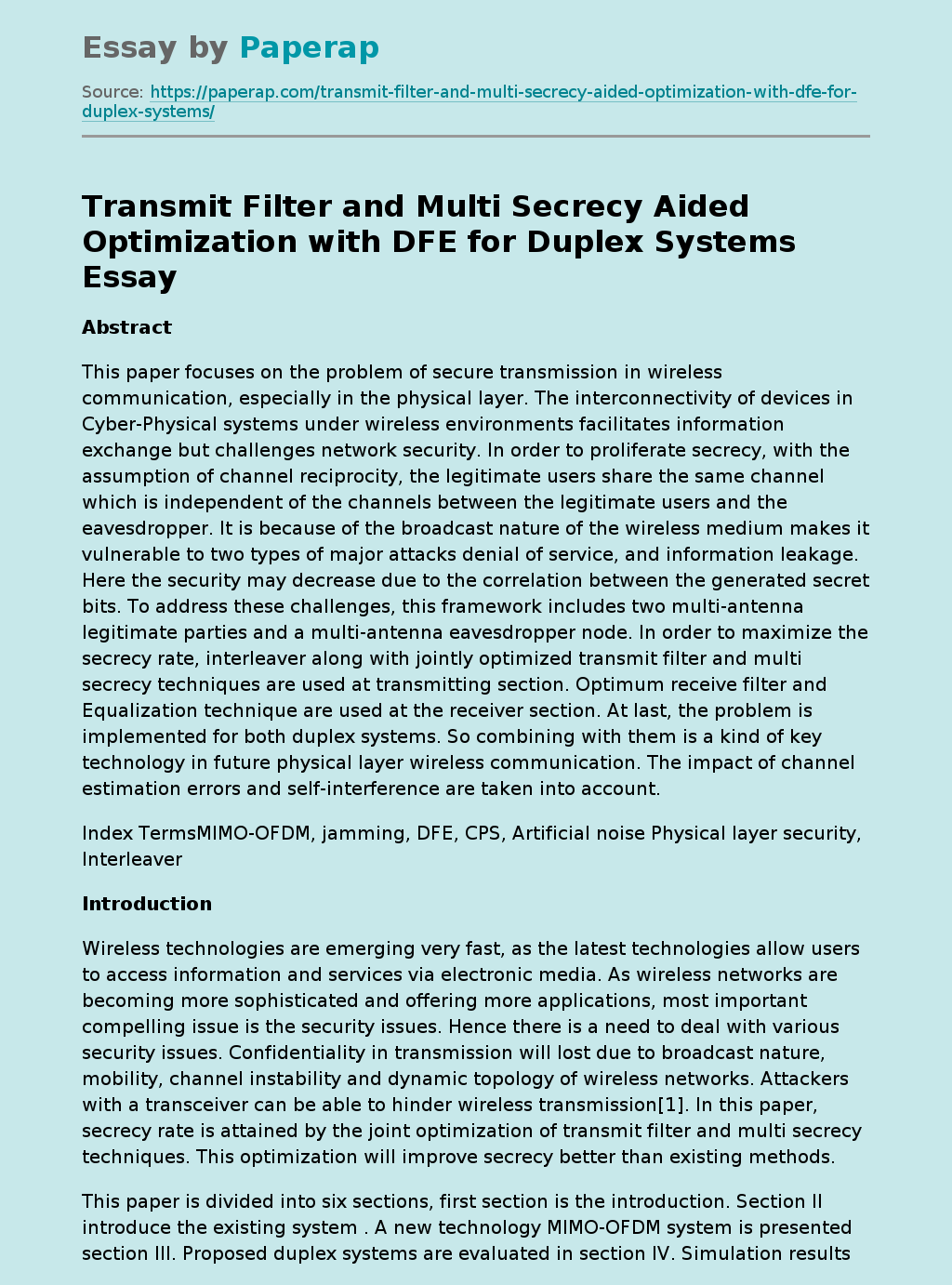 Transmit Filter and Multi Secrecy Aided Optimization with DFE for Duplex Systems