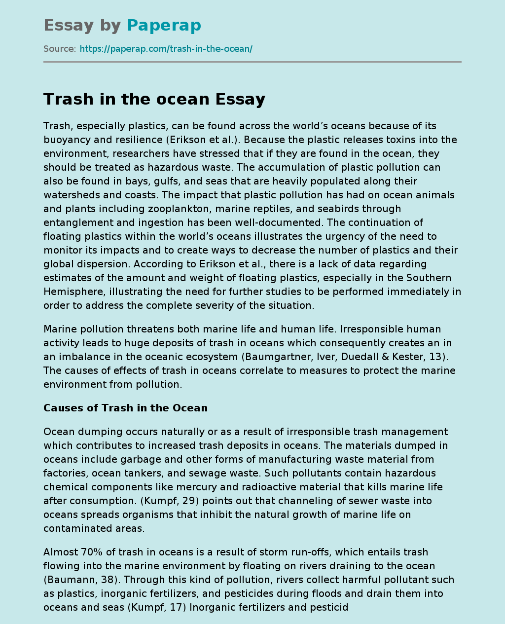 Trash in the ocean