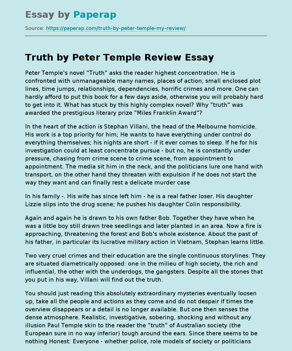 Truth by Peter Temple Review