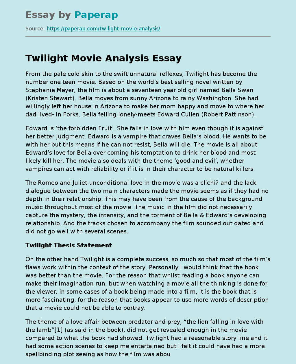 movie review essay example