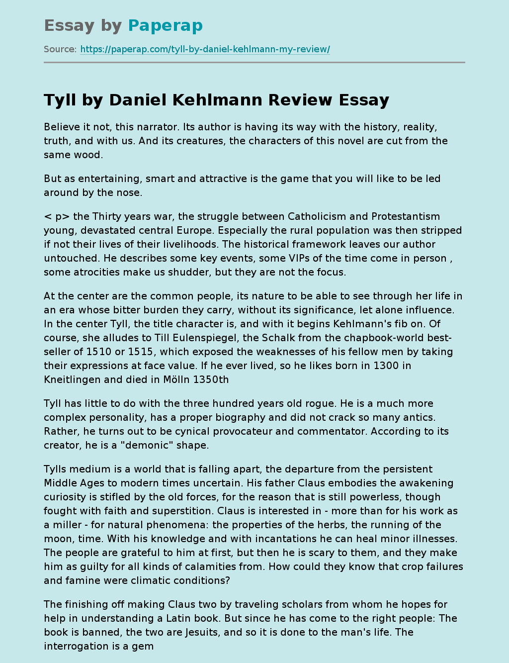 Tyll by Daniel Kehlmann Review