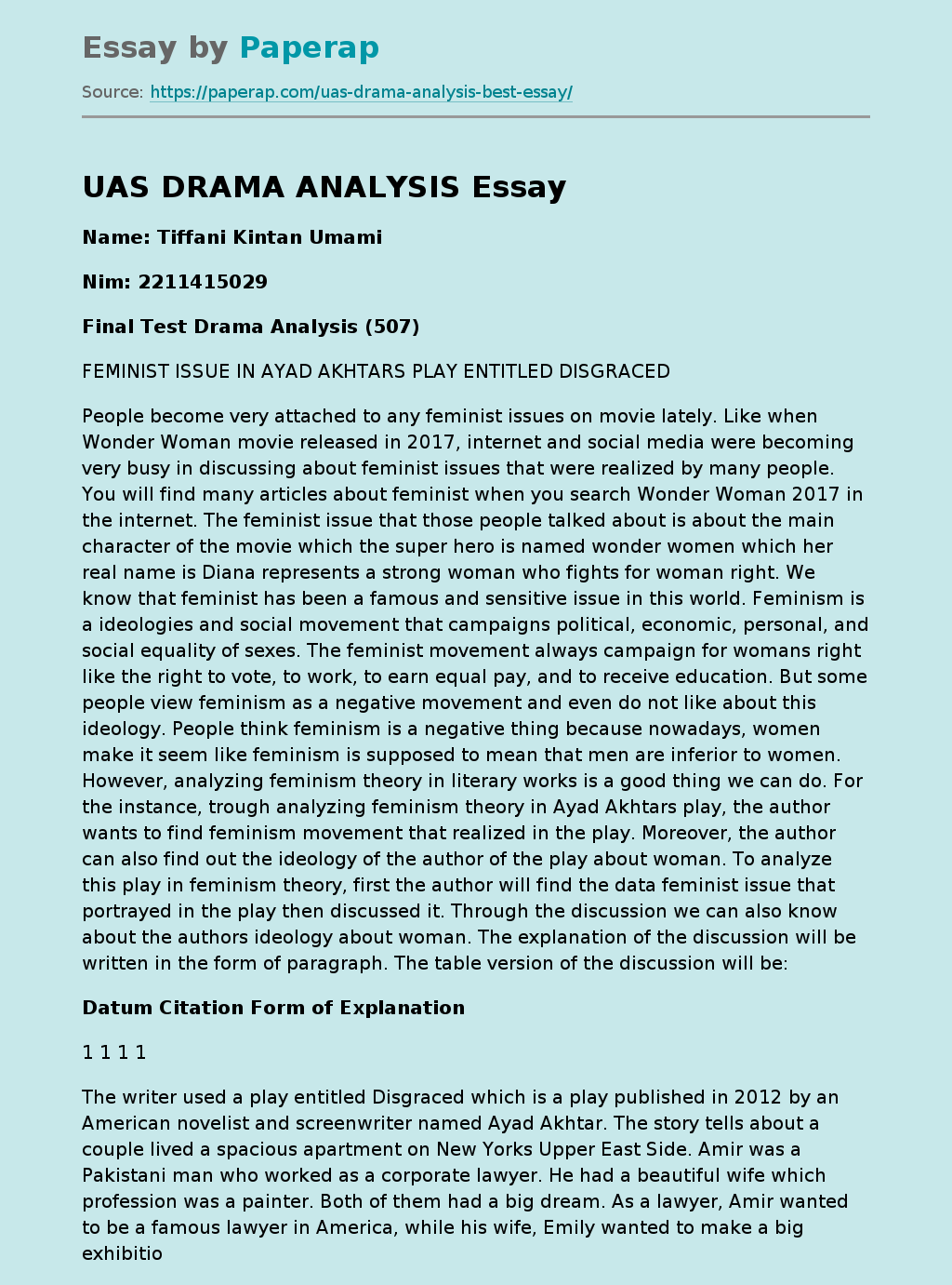 UAS DRAMA ANALYSIS