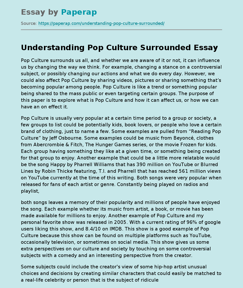 Understanding Pop Culture Surrounded