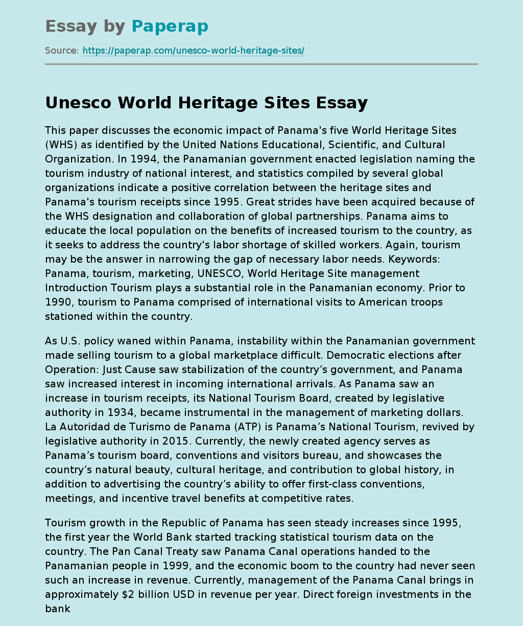 world heritage sites essay