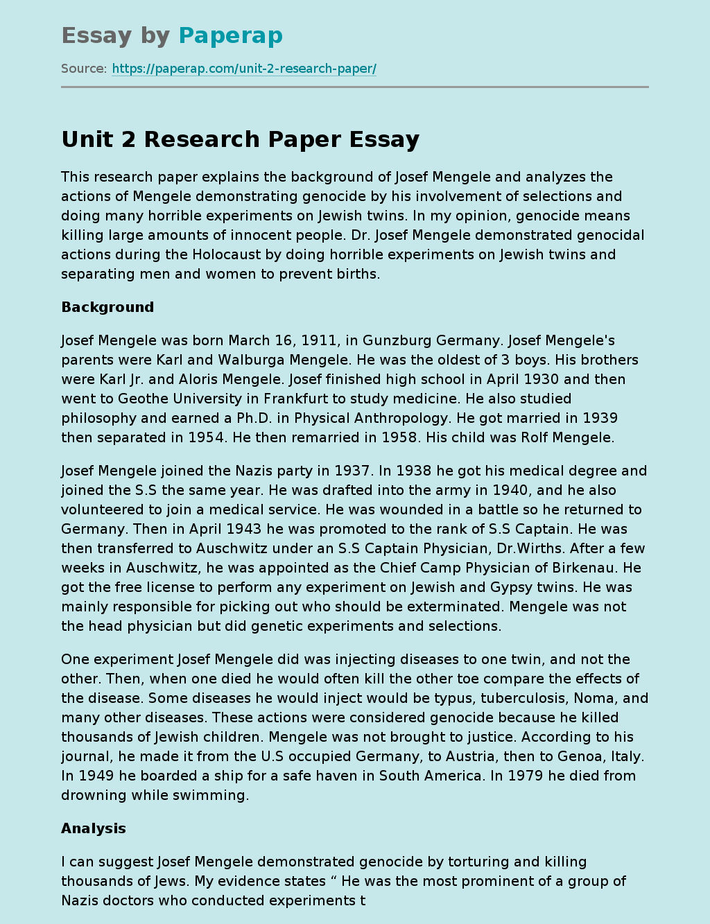Unit 2 Research Paper