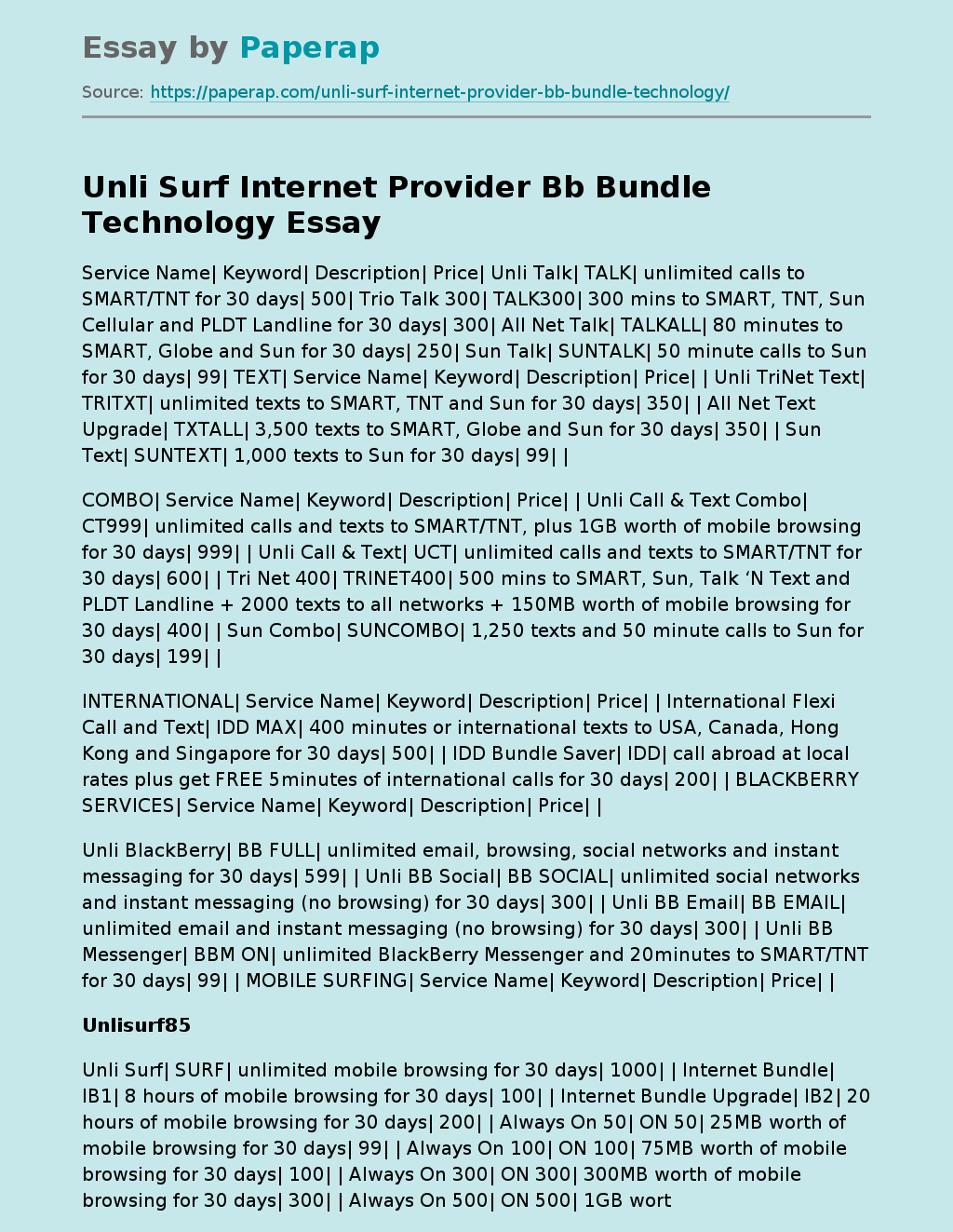 Unli Surf Internet Provider Bb Bundle Technology
