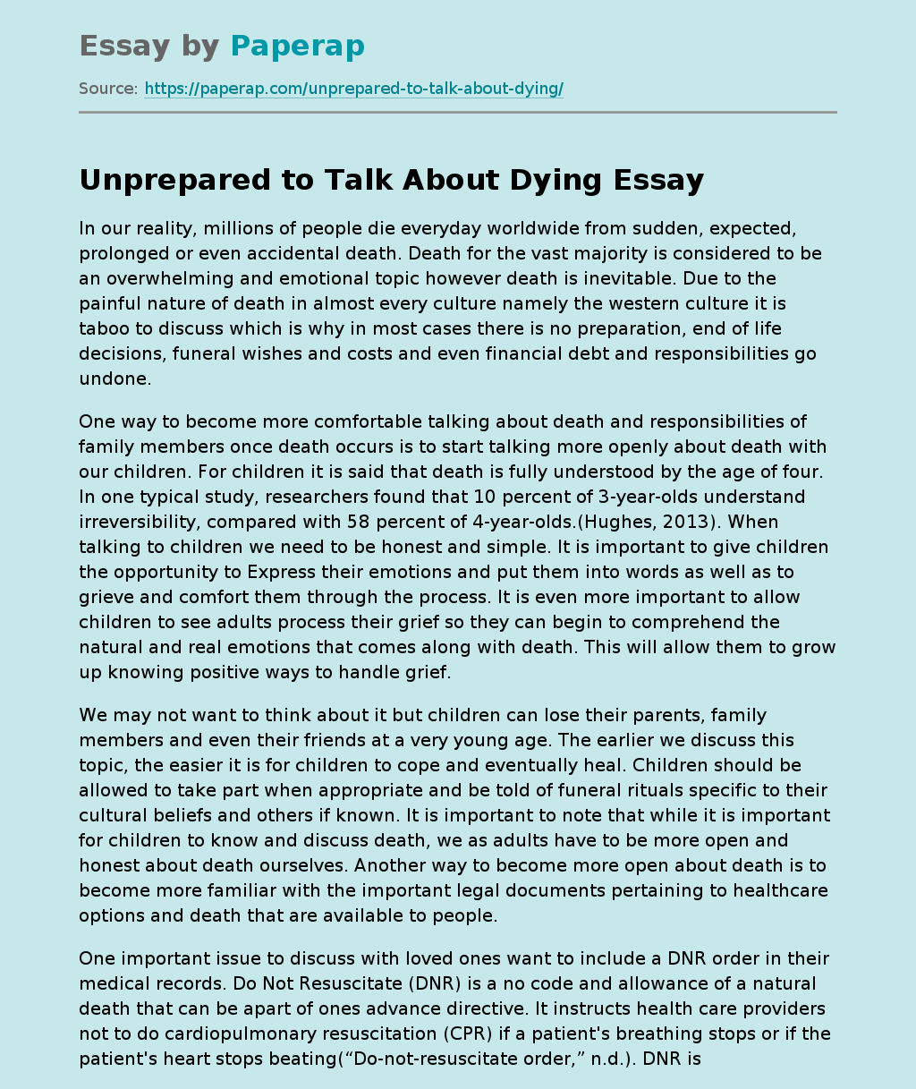Unprepared to Talk About Dying