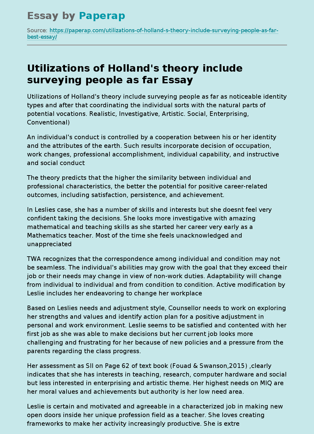 Holland's theory