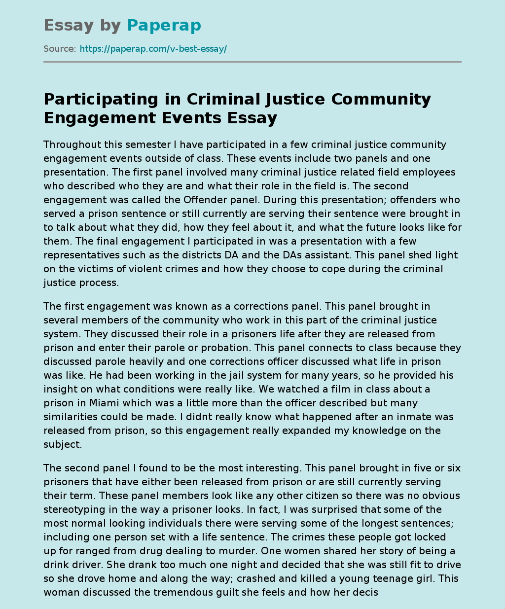 Participating in Criminal Justice Community Engagement Events