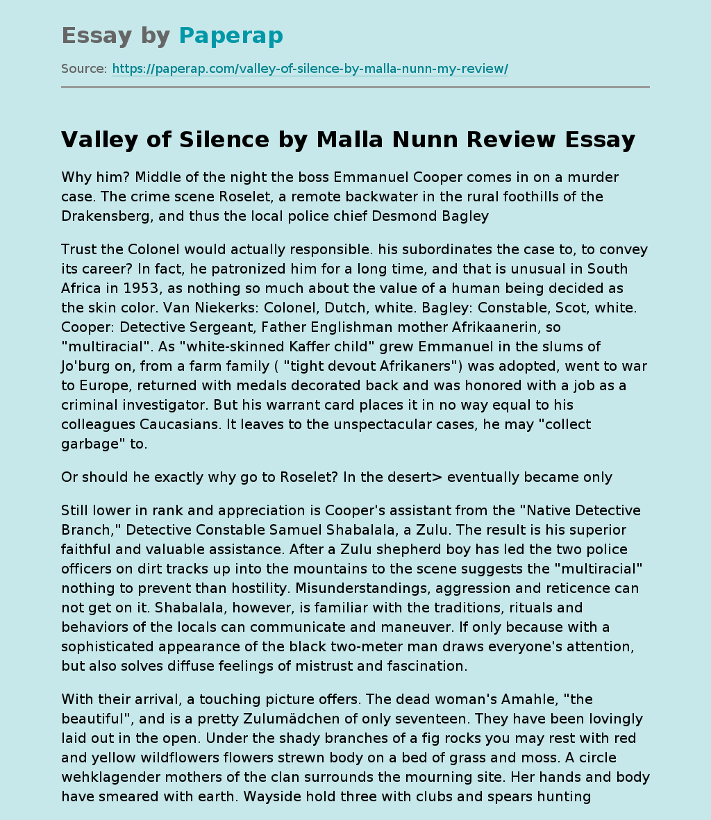 "Valley of Silence" by Malla Nunn