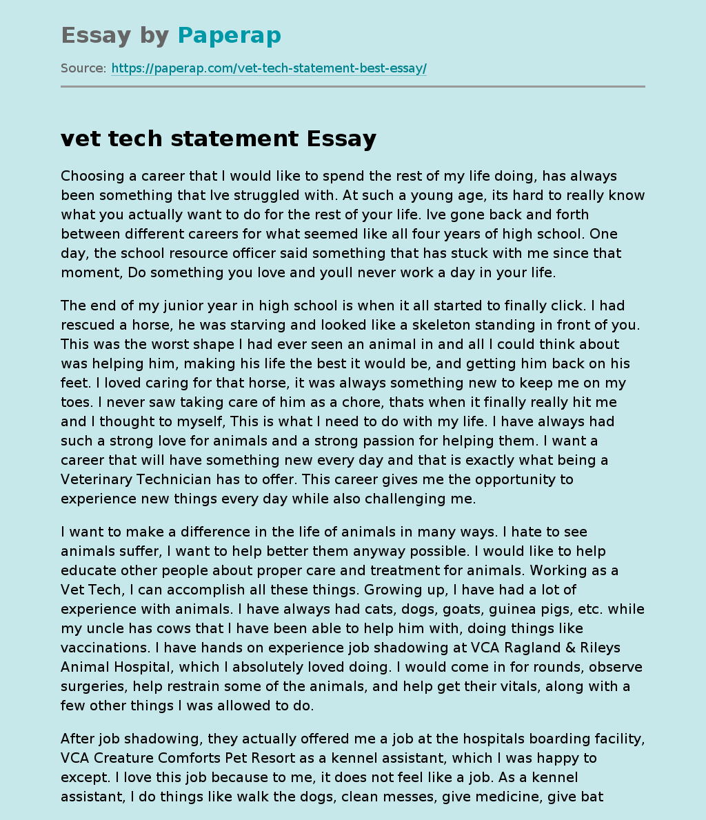 veterinary thesis statement examples