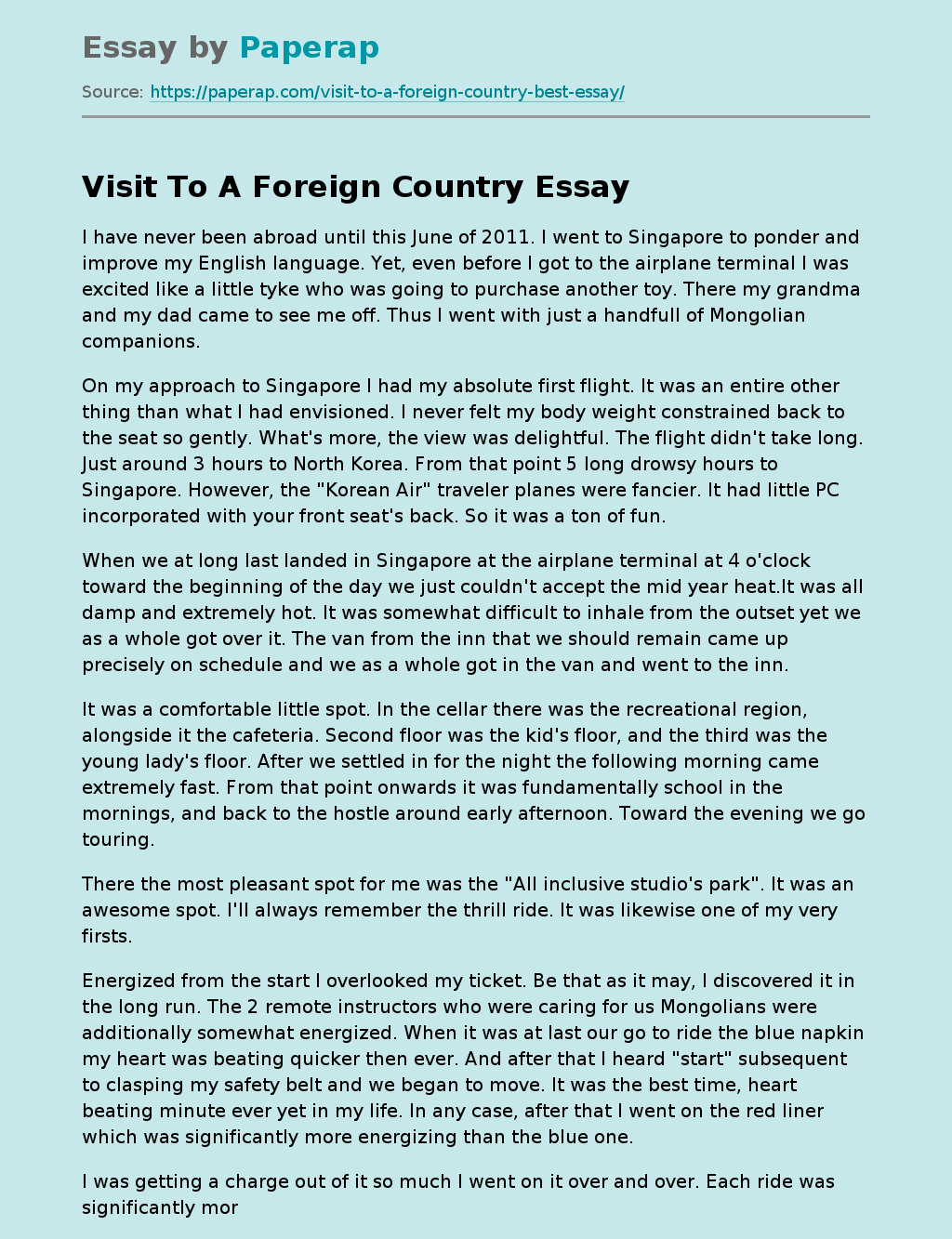 essay about a country you would like to visit