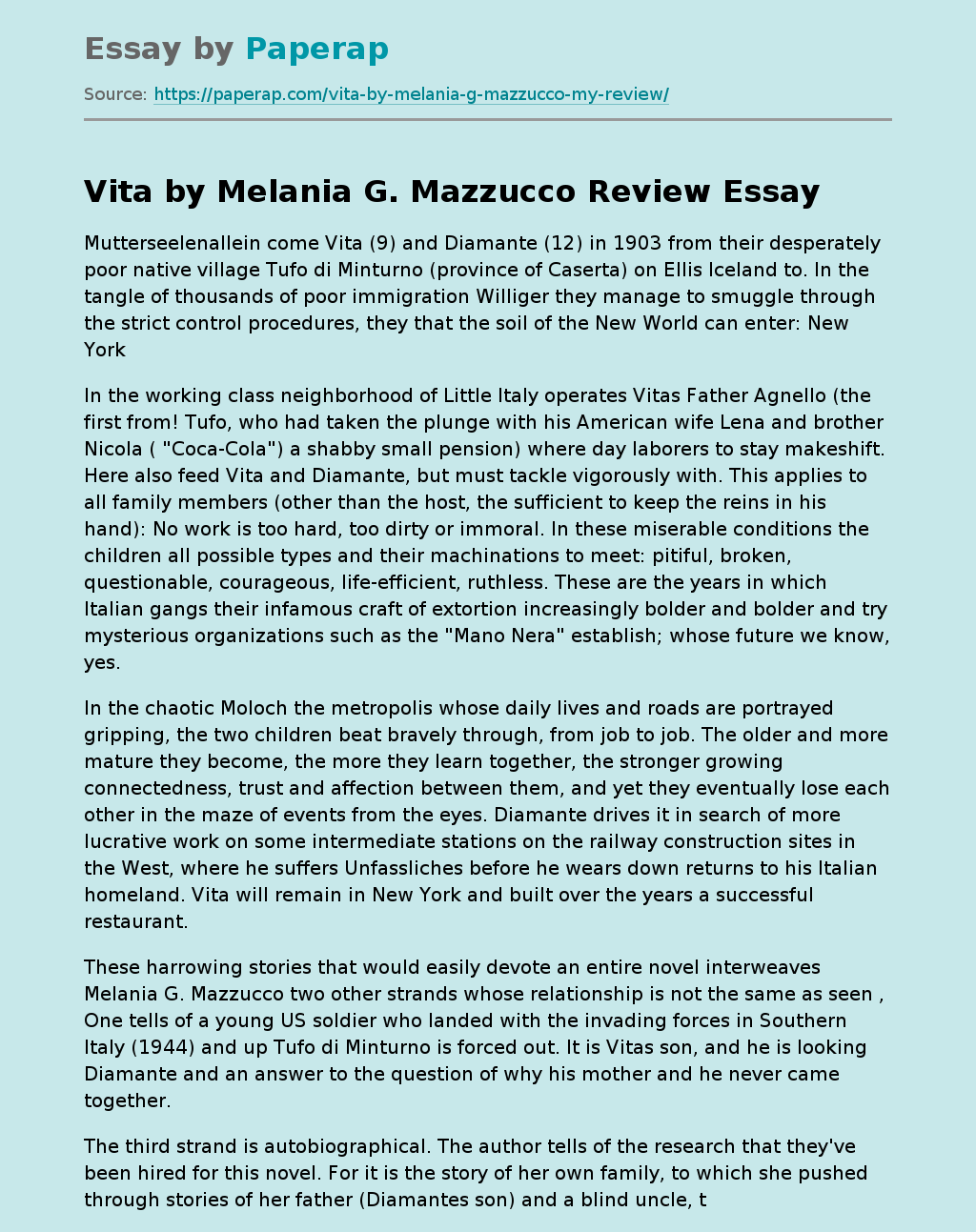 Vita by Melania G. Mazzucco Review