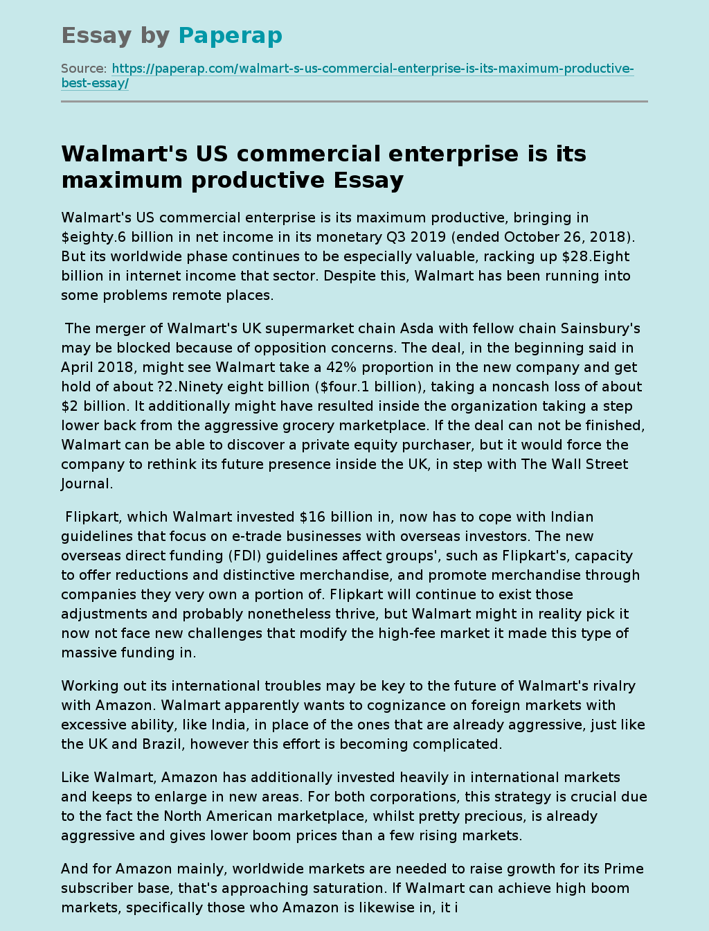 Walmart’s Commercial Enterprise