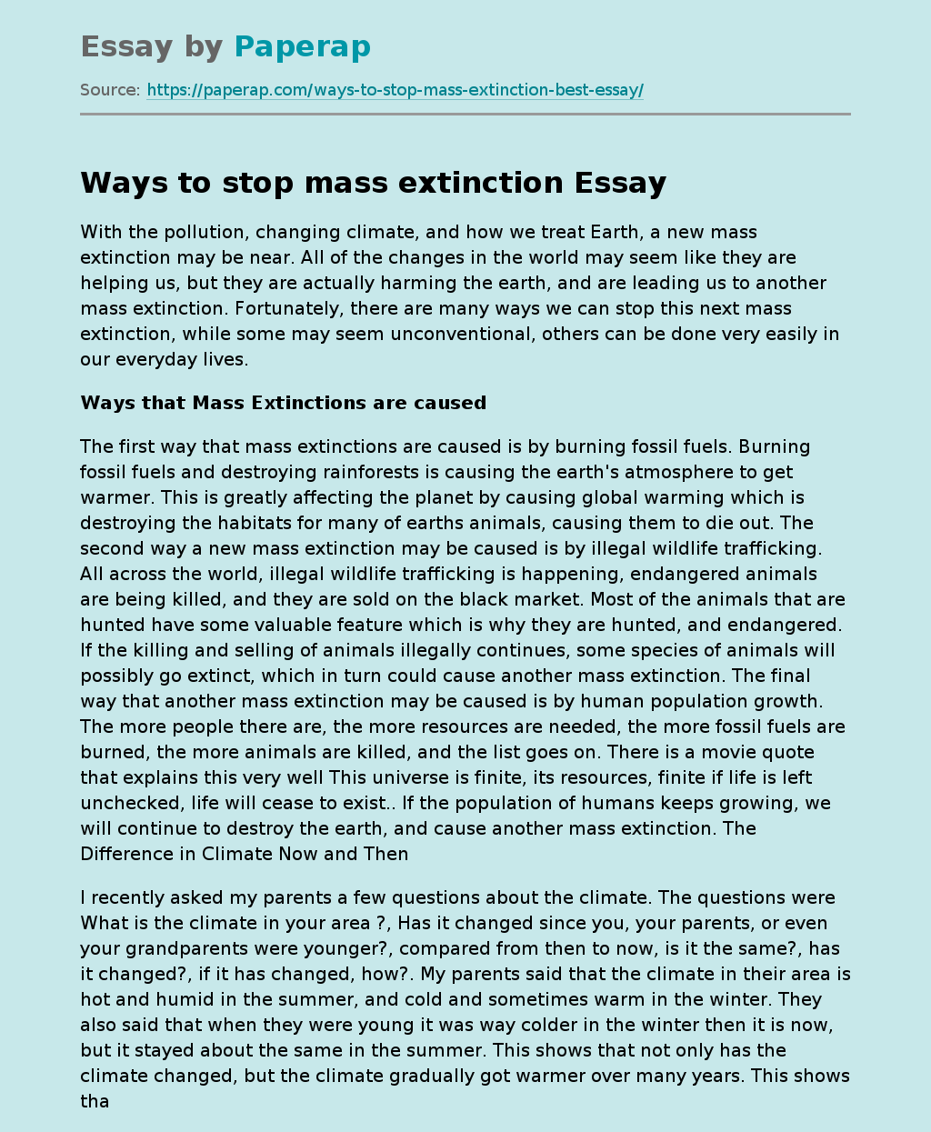 Ways to stop mass extinction