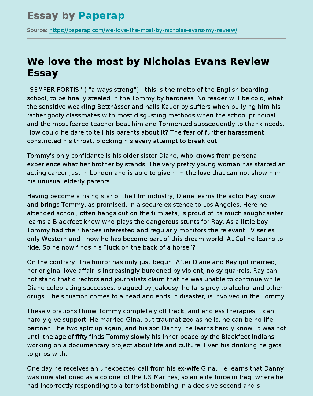We Love The Most By Nicholas Evans Review