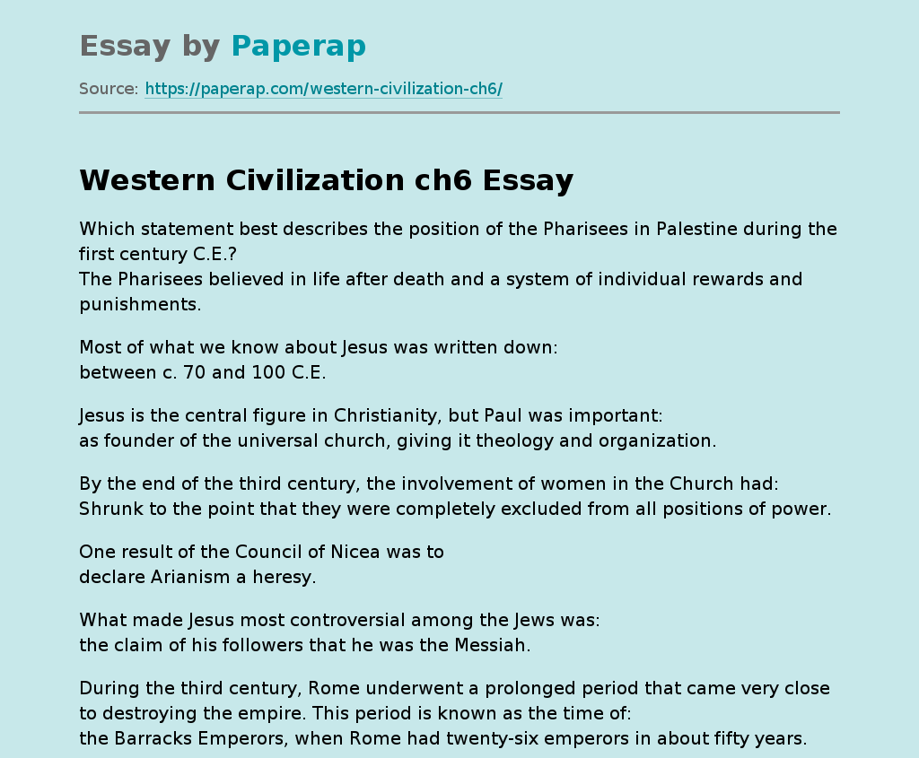Western Civilization ch6