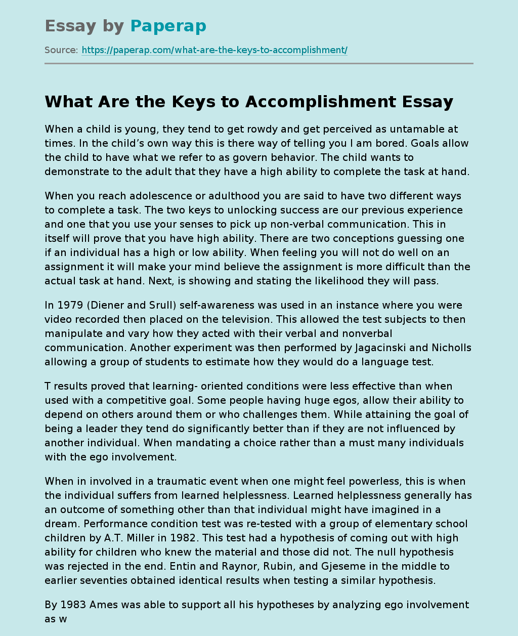 What Are the Keys to Accomplishment