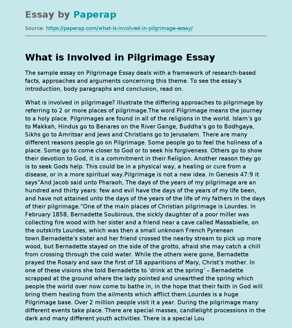What is Involved in Pilgrimage