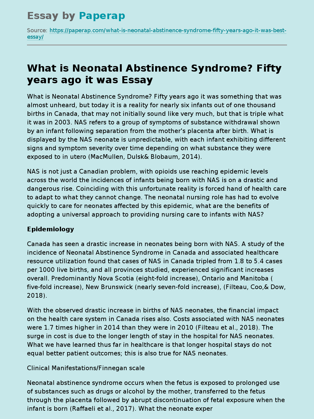 What is Neonatal Abstinence Syndrome? Fifty years ago it was