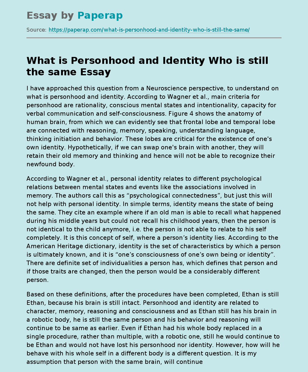 What is Personhood and Identity Who is still the same