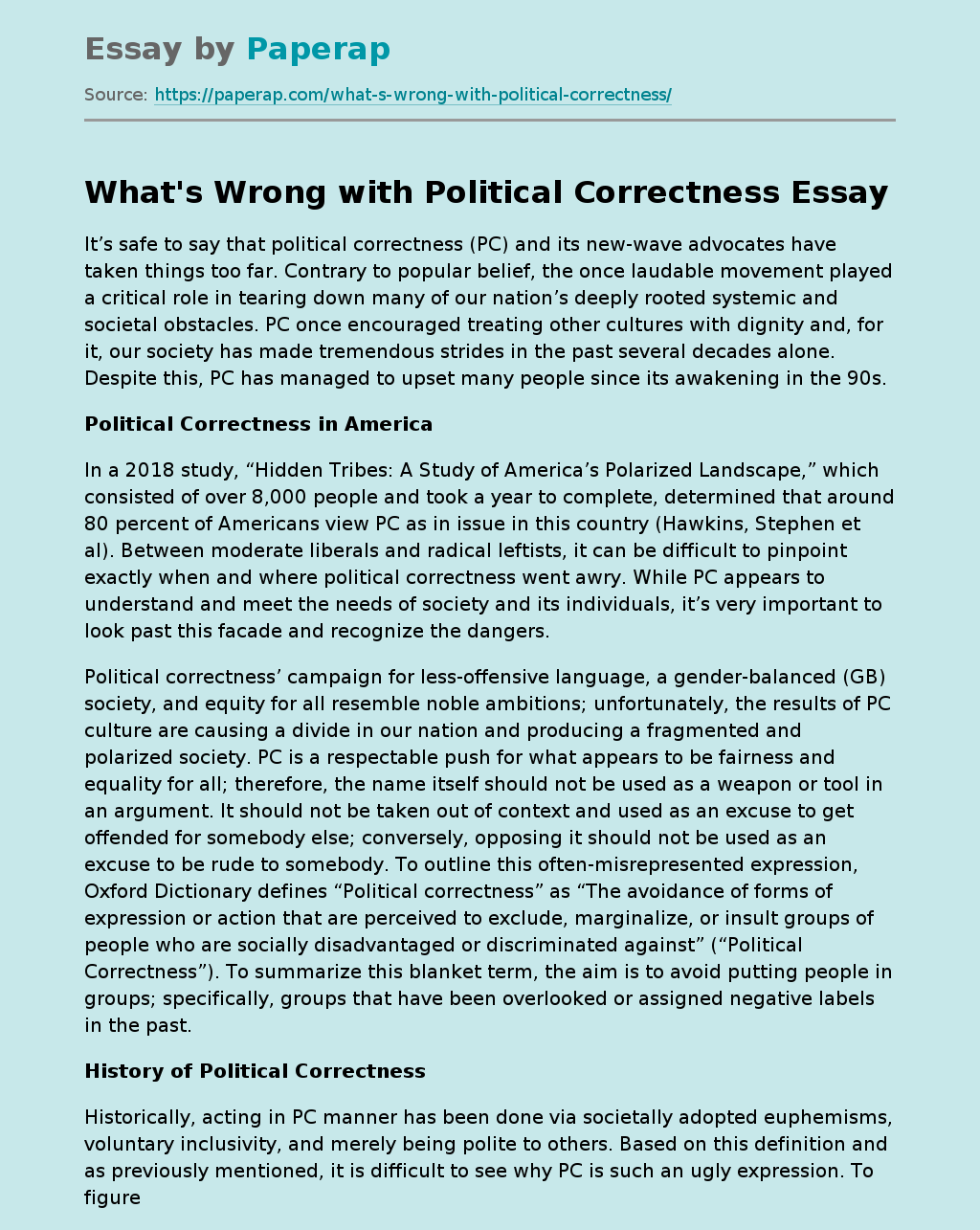 titles for essays about political correctness