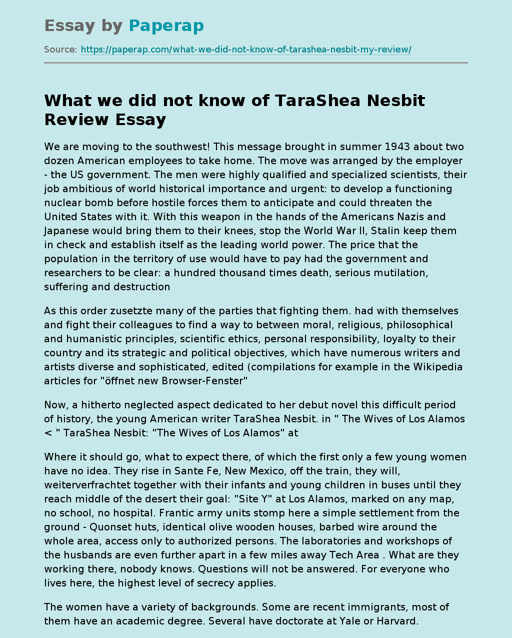 What we did not know of TaraShea Nesbit Review