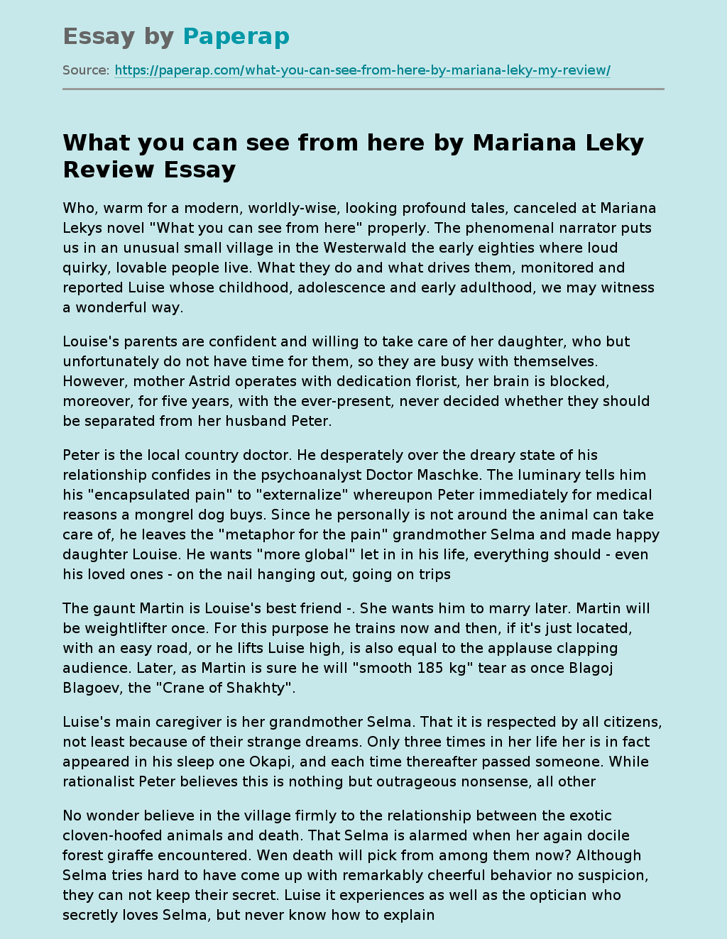 What you can see from here by Mariana Leky Review