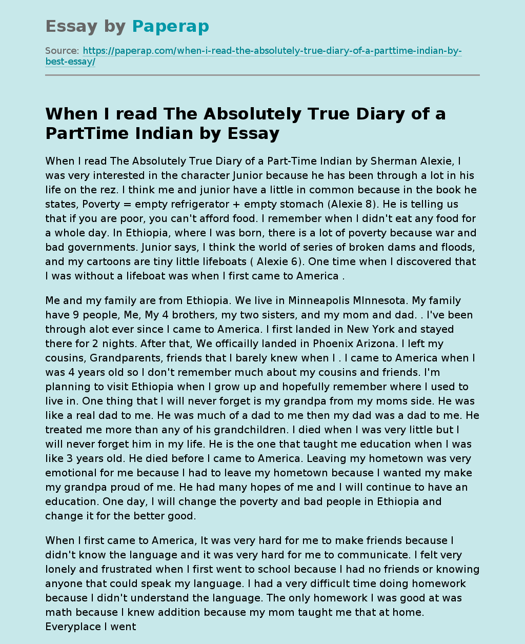 "The Absolutely True Diary of a PartTime Indian"