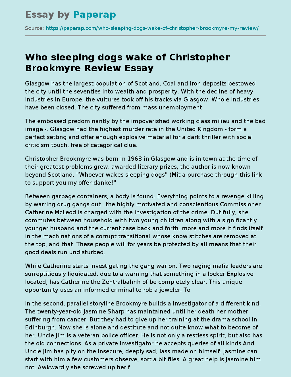 Who Sleeping Dogs Wake Of Christopher Brookmyre Review