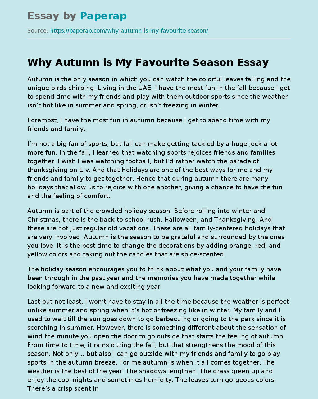 essay on season