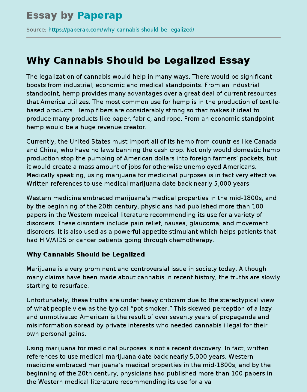 Why Cannabis Should be Legalized?