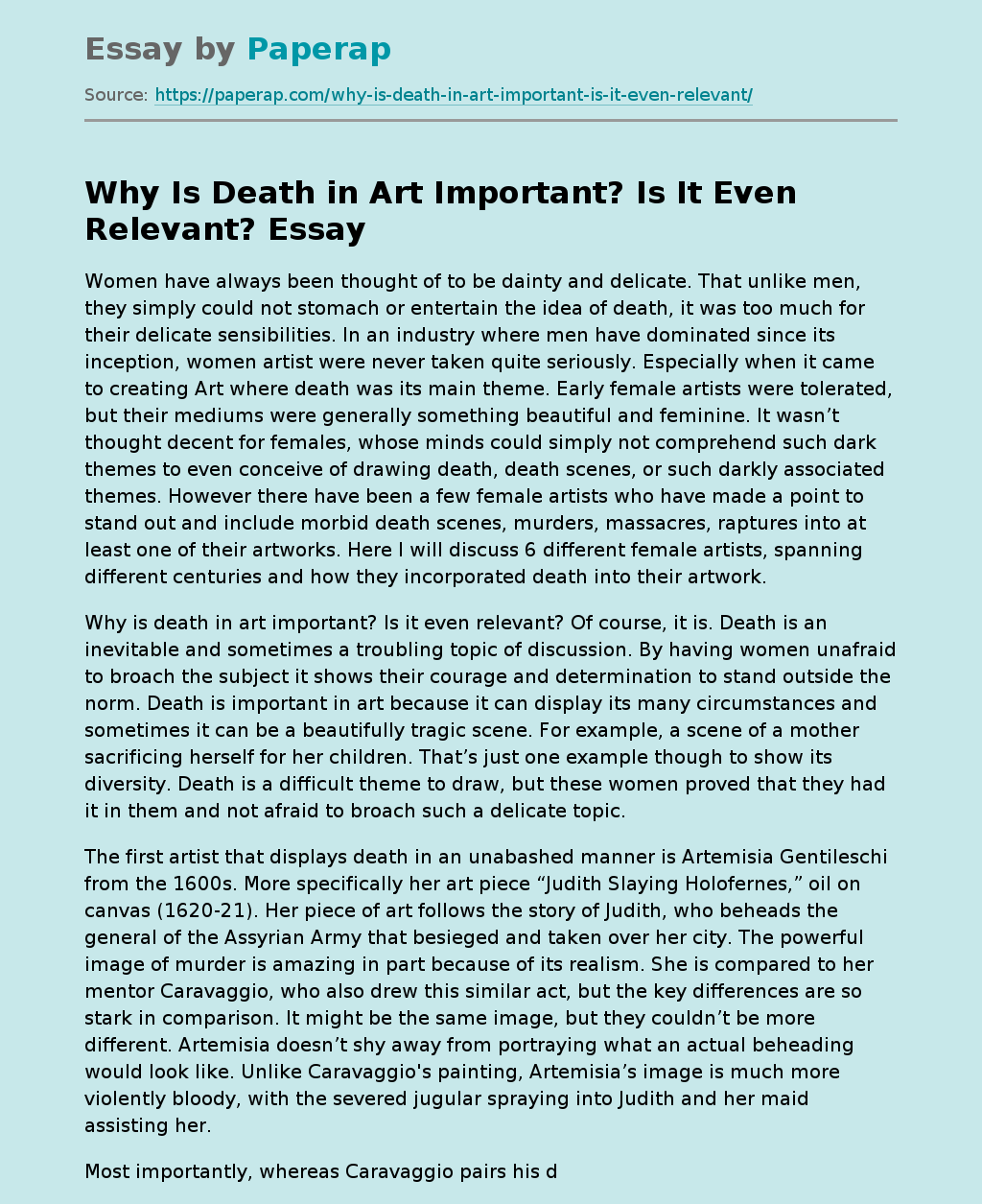 Why Is Death in Art Important? Is It Even Relevant?