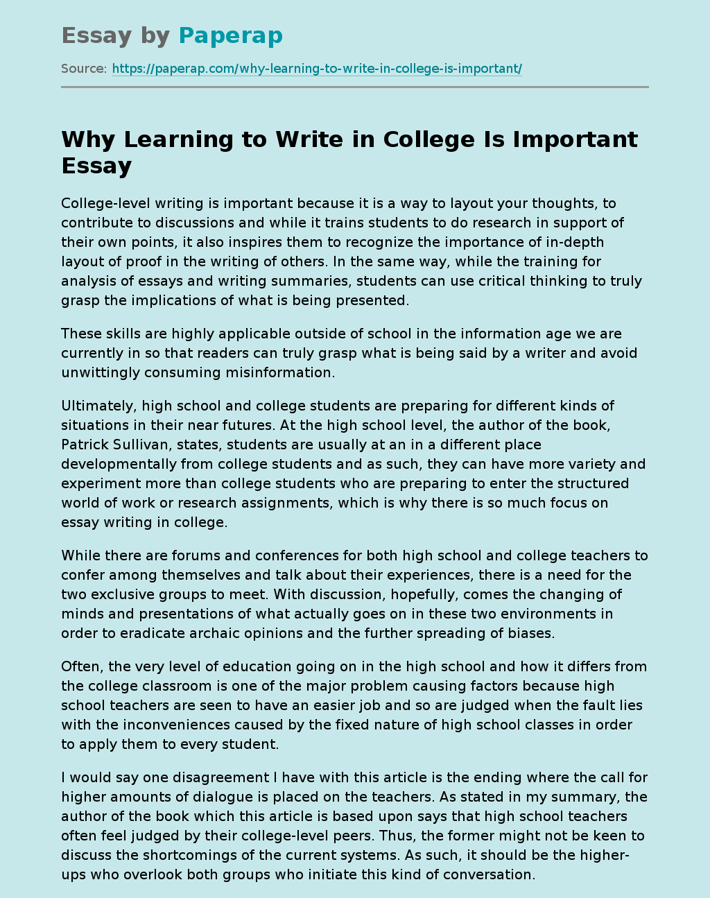 Why Learning to Write in College Is Important