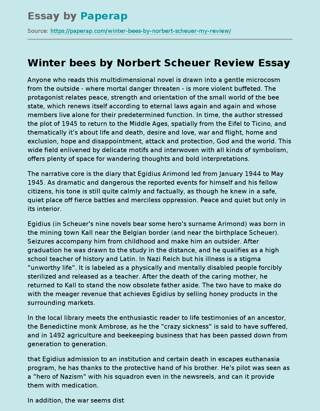 “Winter Bees” by Norbert Scheuer