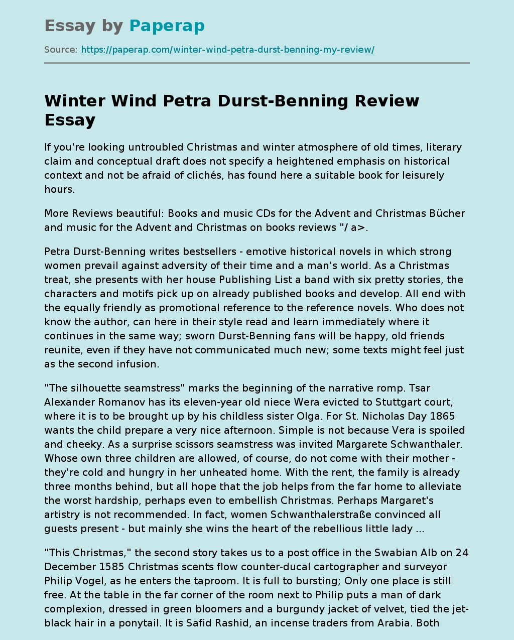 Winter Wind Petra Durst-Benning Review