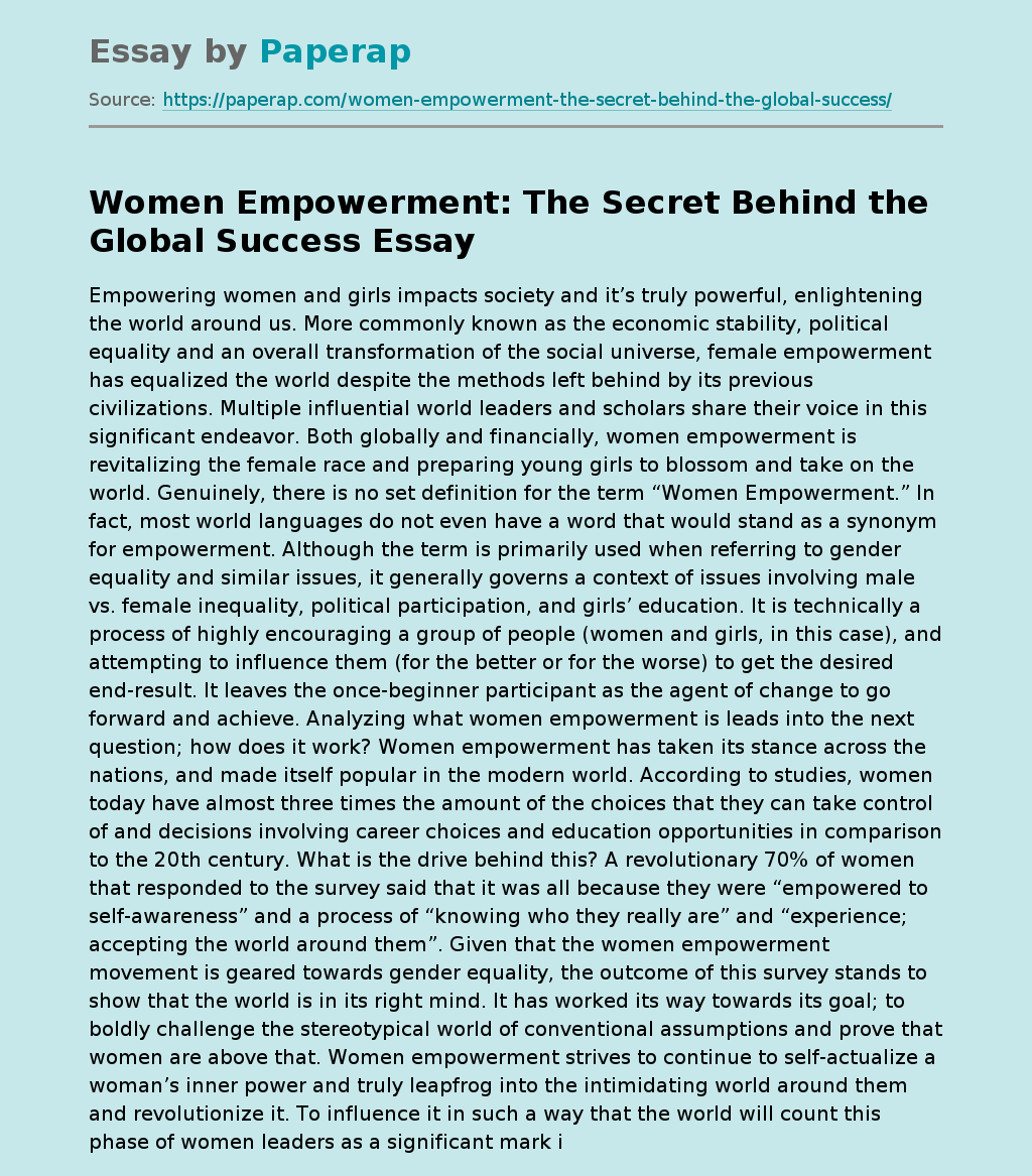 Women Empowerment: The Secret Behind the Global Success
