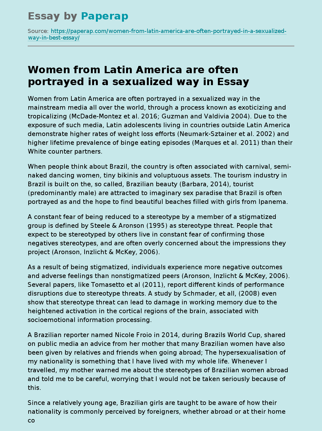 sexualized Women from Latin America