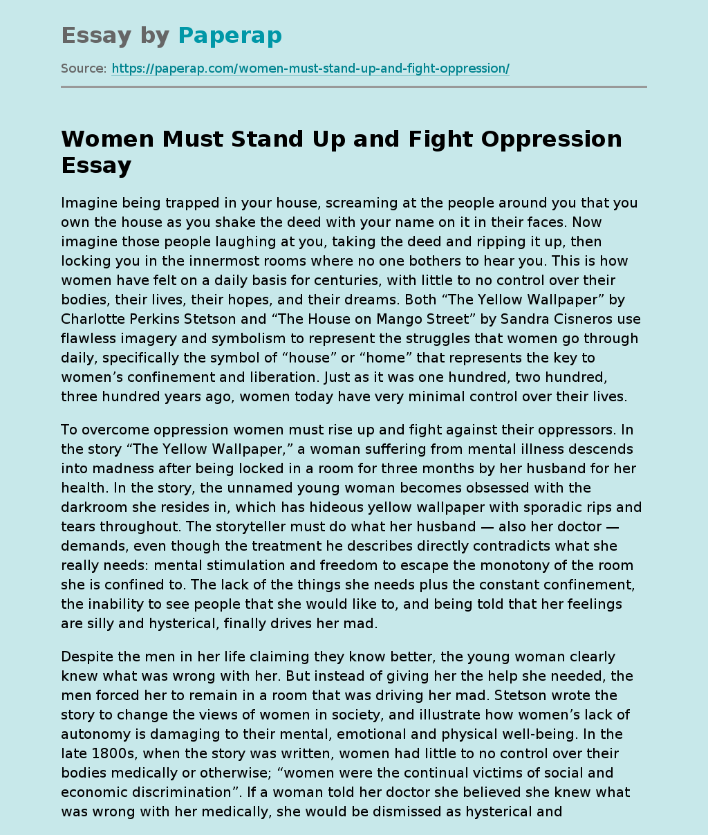 Women Must Stand Up and Fight Oppression 