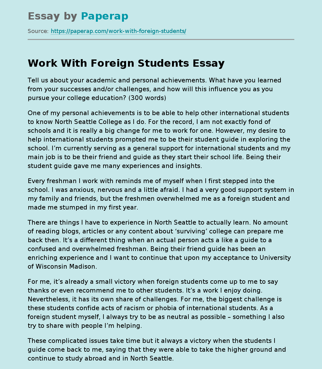 Work With Foreign Students