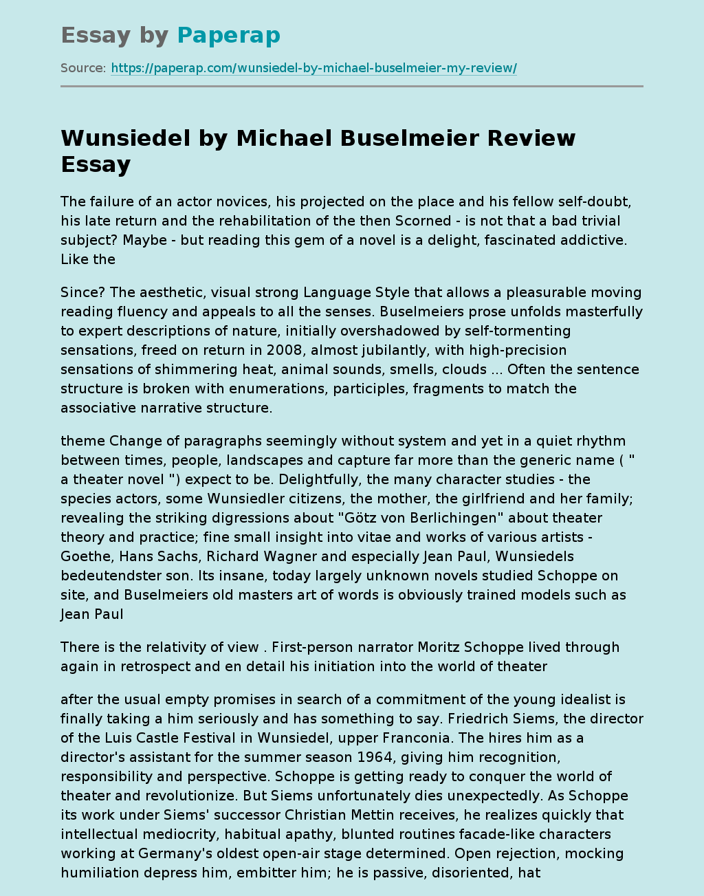 Wunsiedel by Michael Buselmeier Review