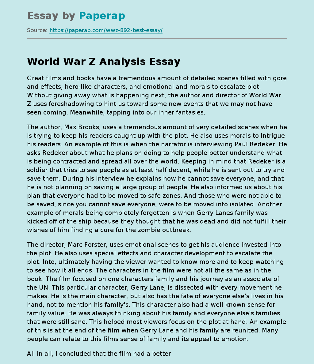 World War Z Analysis